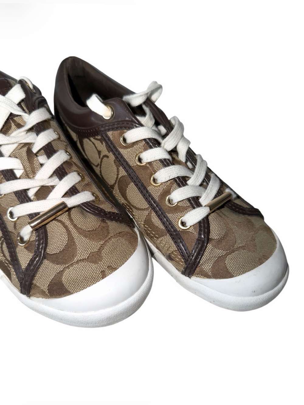 Coach Francesca Signature C Canvas Sneakers Brown Tan Low Top Shoe Sz 9B - Picture 5 of 11